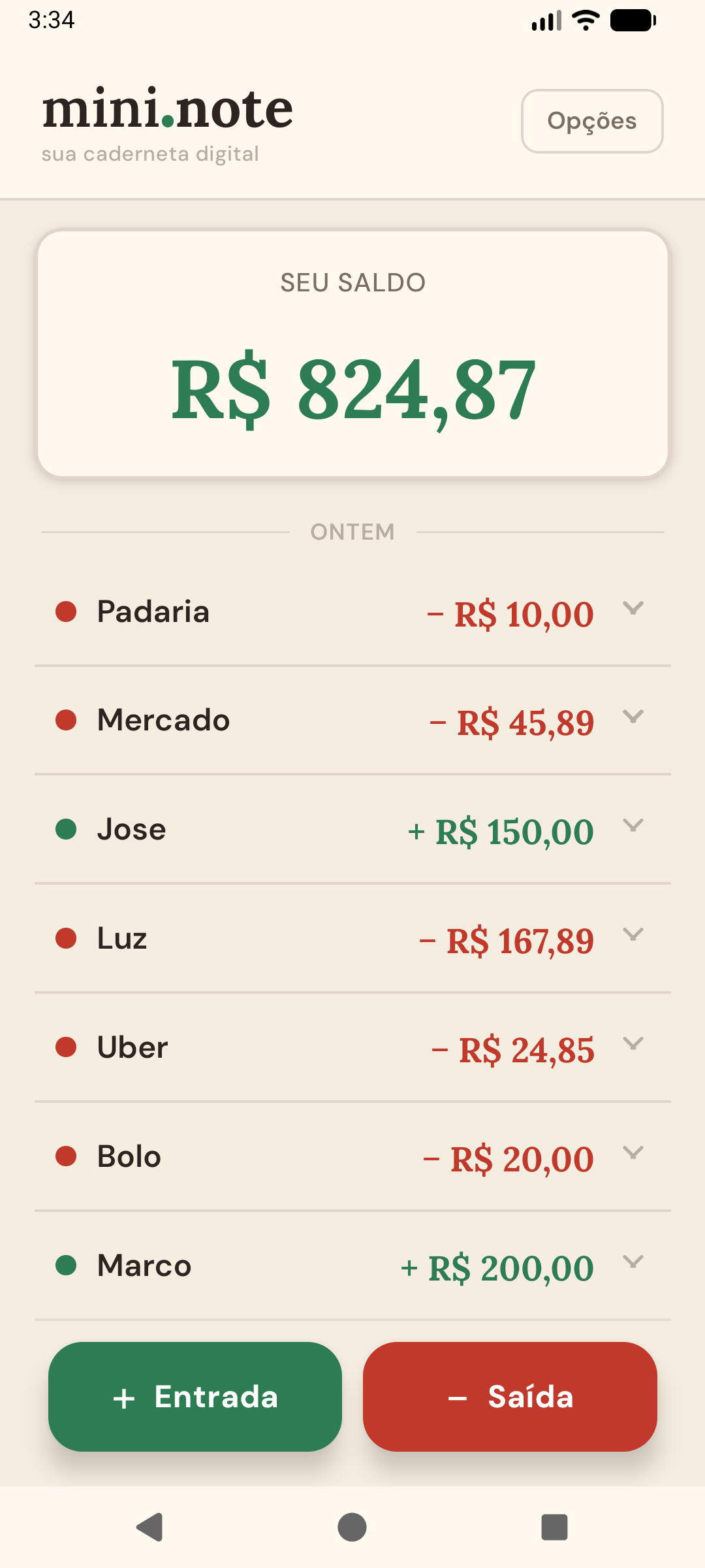 Interface da App Monote