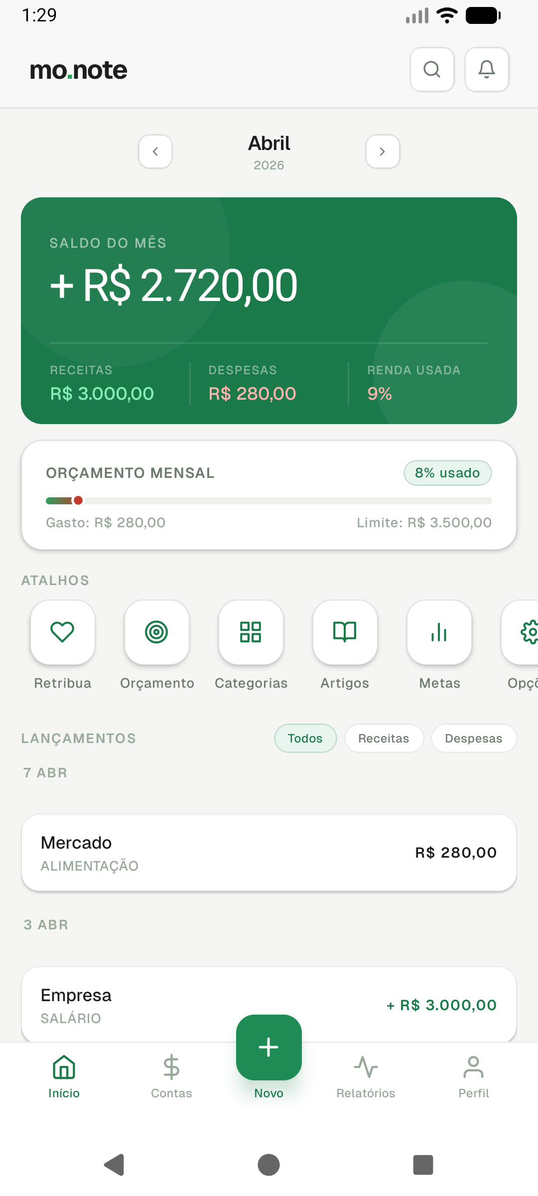 Interface da App Monote